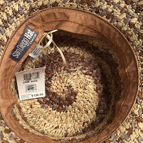 San Diego Hat Company Brown/Tan Straw Hat Frayed Edge Bucket Hat NWT - Picture 5 of 6